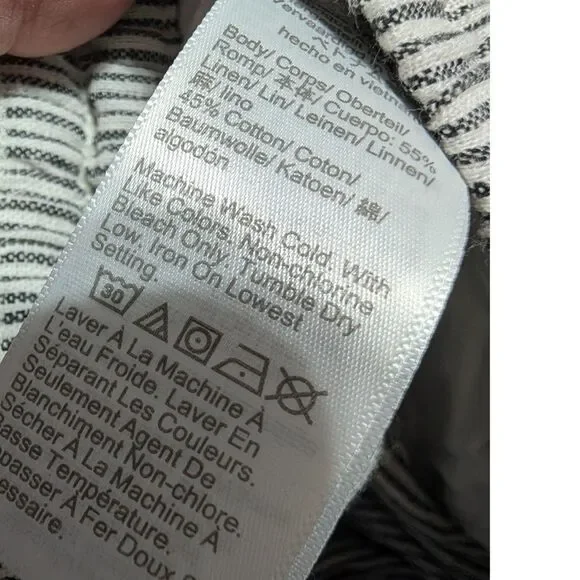 J. Crew Navy Striped Linen-Cotton Blend Drawstring Pants Size 12 Summer Vacation - Picture 5 of 8